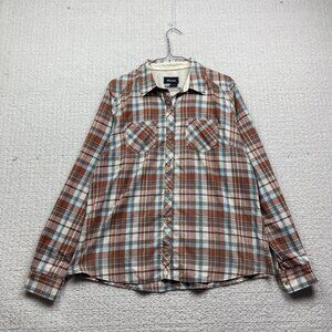 Marmot Womens XL Rust Orange Plaid Button Up Shirt Long Sleeve Fitted Outdoors